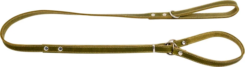 Sliplijn / 2-in-1 Hondenriem - Vetleder - Breedte: 1,6 cm - Nekomtrek: 44 - 50 cm (GELIEVE ALVORENS BESTELLEN EVENTJES OPMETEN) de Jack and Vanilla en Vert – photo produit