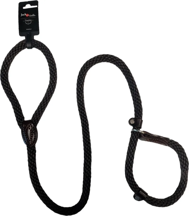 Slipriem - Lengte 140 cm x 20 mm - Honden halsband - Sliplijn - Hondenlijn met sliphalsband - geschikt voor grote honden fra Jack and Vanilla i Brun – produktbillede