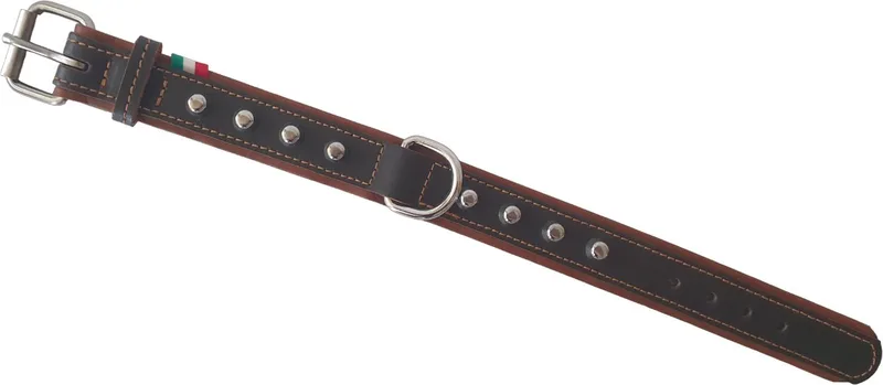 Studs Halsband - 45/5001 - Echt Leder - Bruin / Cognac - Nekomtrek: 27 - 32,5 cm (GELIEVE ALVORENS BESTELLEN OPMETEN) by Jack and Vanilla in Brown, Cognac – product photo