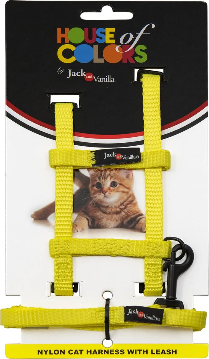 Tuigen - Jv Nylon Kattentuigje Met Looplijn Geel-10mmx120cm Hocha3000 - 228779 de Jack and Vanilla en Jaune – photo produit