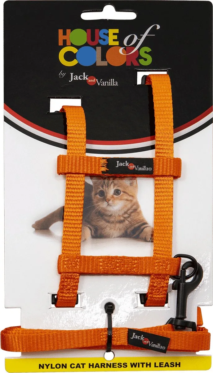 Tuigjes - Nylon Kattentuigje Met Looplijn - 10mmx120cm Hocha3500 - 183306 von Jack and Vanilla in Orange – Produktfoto