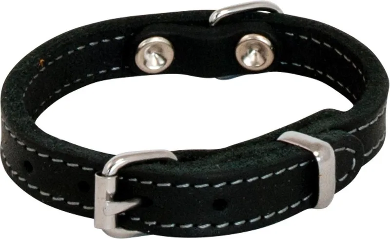 Vetleder halsband 'Jack and Vanilla' 12 mm x 30 cm – halsomvang: 21-25 cm by Jack and Vanilla in Black – product photo