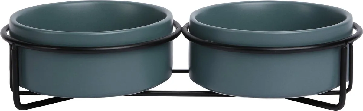 Voer- En Drinkbakken - Bon Appetit Dubbele Keramische Voerbak Metalen Standaard - 2x850ml 51/0117 - 179256 de Jack and Vanilla en Vert – photo produit