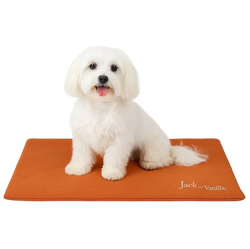 Waterproof benchmat - Maat S - 58x40 cm - Hondenmat - Bench mat - Honden kussen - Bench kussen - Honden mat - Benchkussen von Jack and Vanilla in Orange – Produktfoto