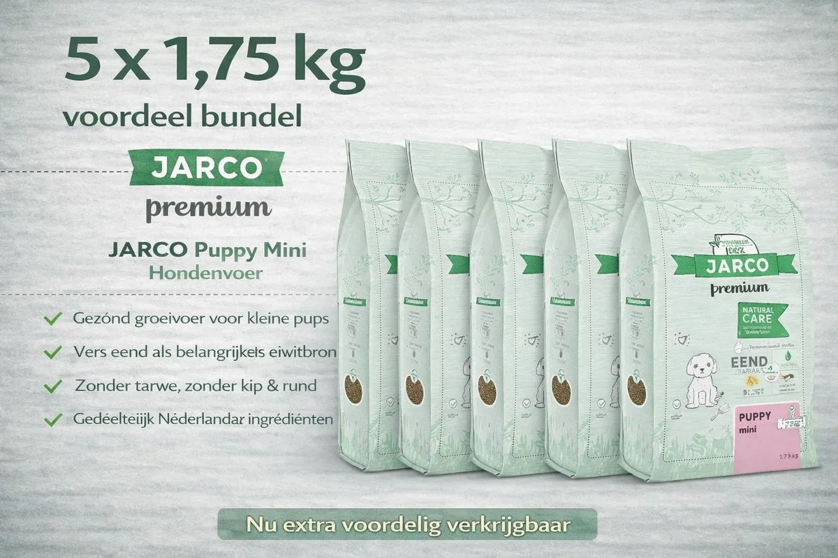 dog mini puppy 2-10kg eend - 5x 1,75kg Voordeelverpakking från Jarco – produktbild