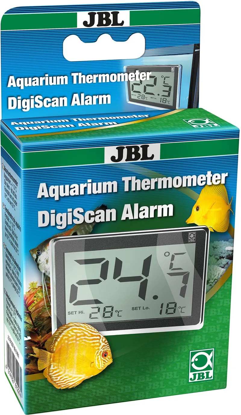 DigiScan Alarm Aquarium Thermometer – Digitale Aquariumthermometer met Temperatuuralarm – Zoet- en Zoutwater – Inclusief Batterij von JBL in Silber – Produktfoto