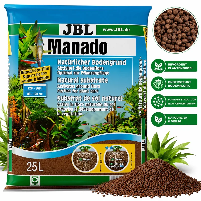 Manado 25L Aquarium Substraat – Natuurlijke Bodemgrond voor Gezonde Planten & Sterke Wortels by JBL in Brown – product photo