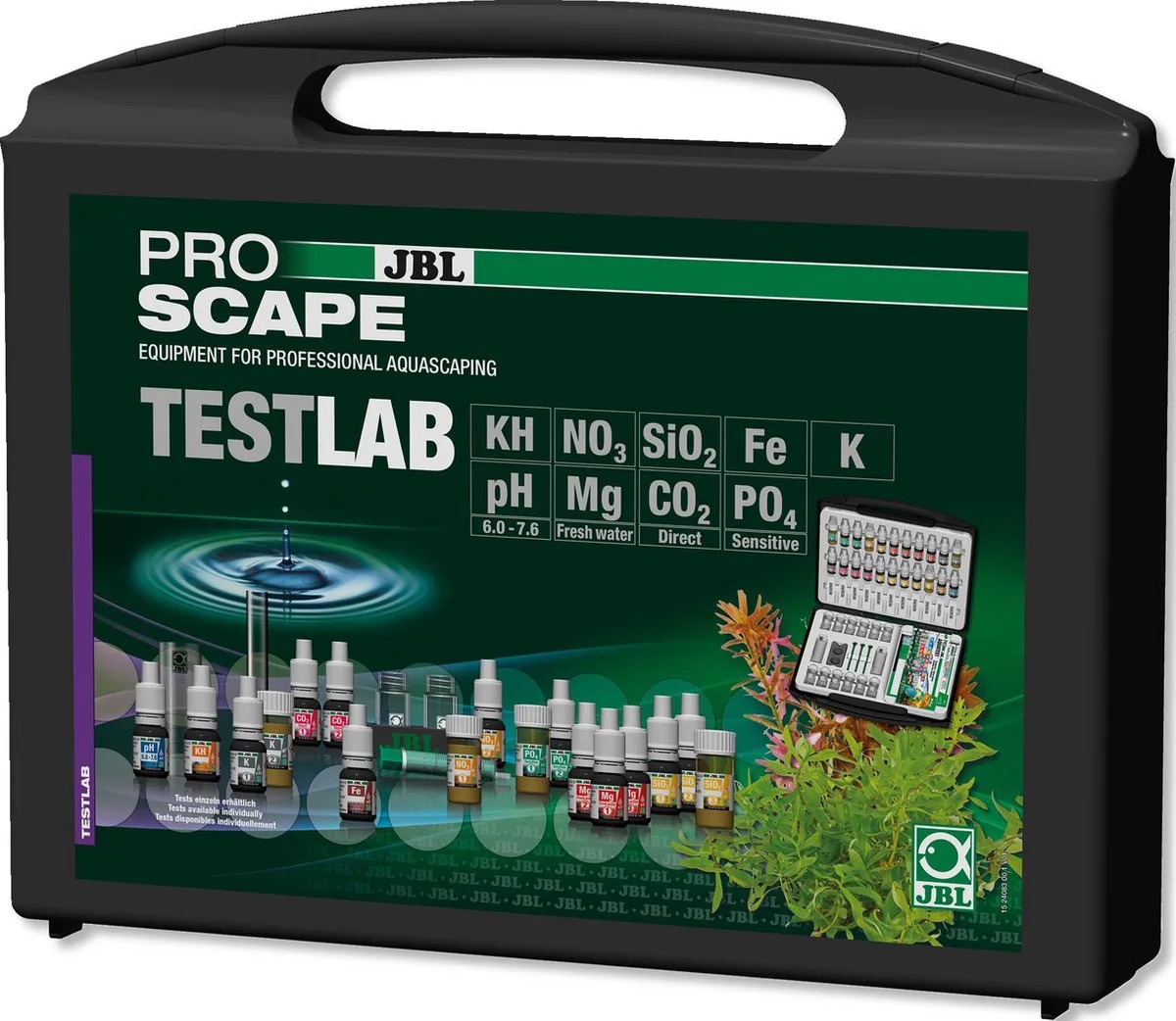 ProScape TestLab Waterwaarden Testkoffer von JBL in Schwarz – Produktfoto