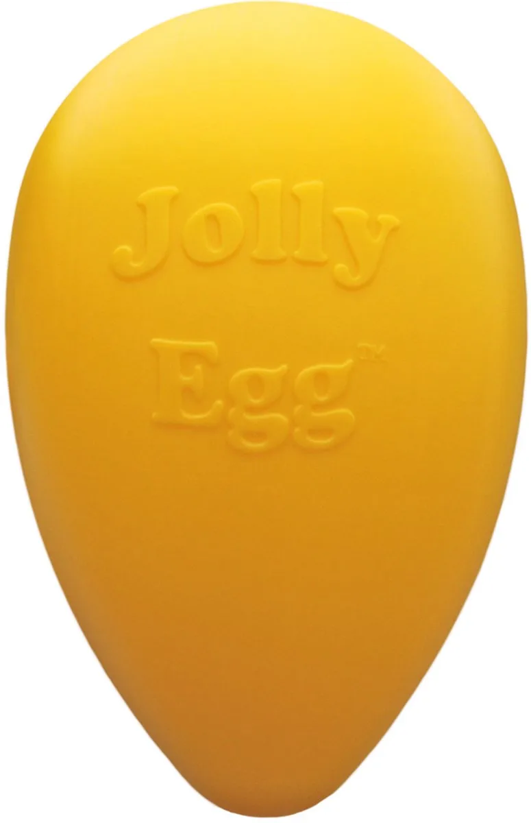 Jolly Egg Ø 30 cm - Kunststof Hondenspeelgoed – Stevige hondenbal – Geschikt voor de grote hond – Hondenspeeltjes – Weerbestendig by Jolly Pets in Yellow – product photo