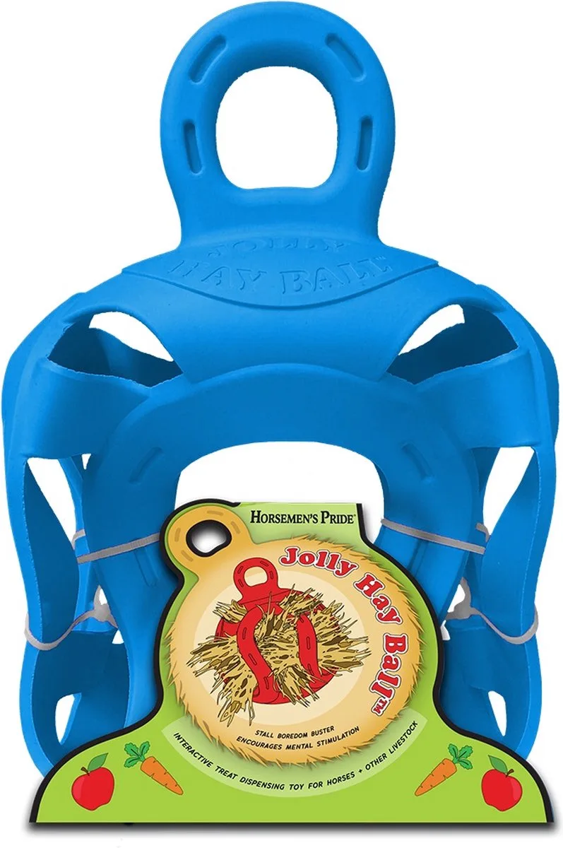 Jolly Hay Ball - Interactieve traktatiebal voor paarden – Gaat stalverveling tegen – gemaakt van flexibel rubber – 20 cm - Blauw de Jolly Pets – photo produit