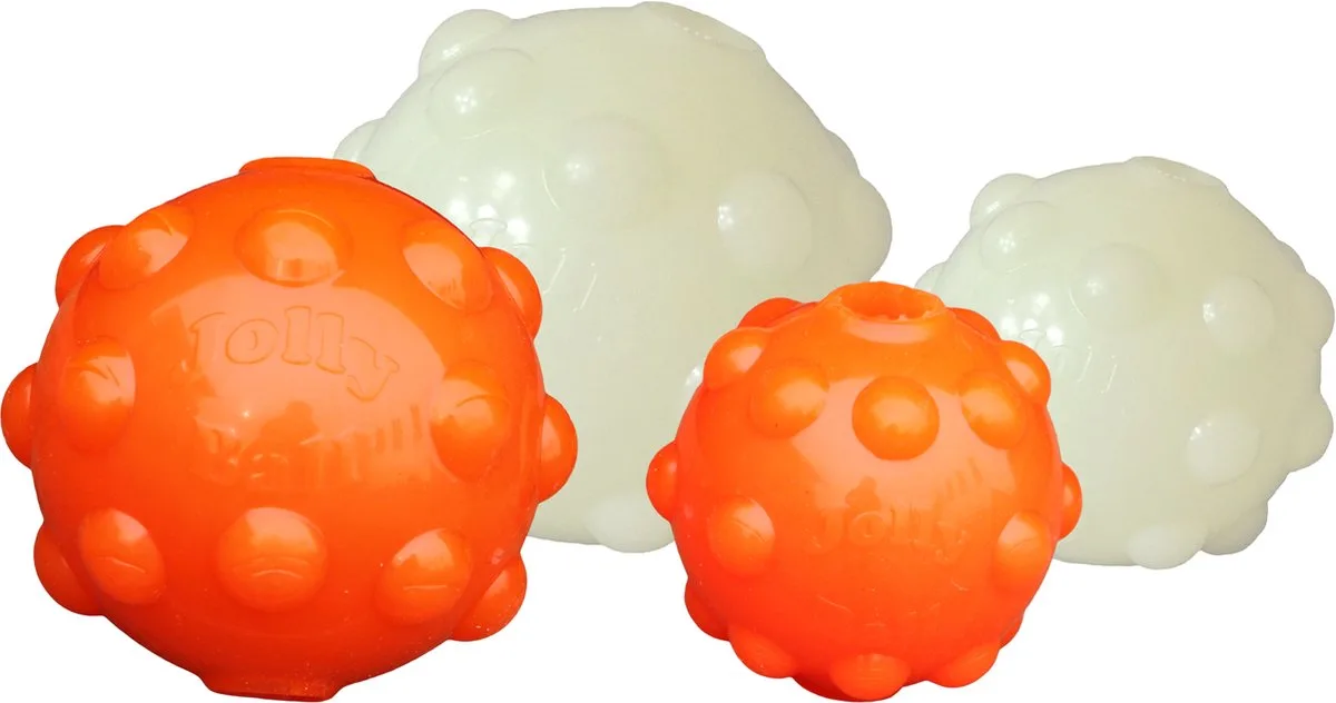 Jolly Jumper Ball – 7.5 cm – Hondenspeelgoed – TPR rubber – Glow in the dark – Oersterke stuiterbal voor honden – Ook te gebruiken als traktatiebal de Jolly Pets en Blanc – photo produit