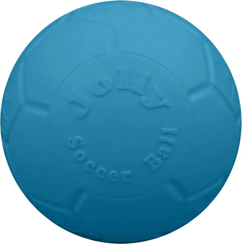 Jolly Soccer Ball – Ø10 cm – Stevig Hondenspeelgoed – Apporteerspeelgoed – Jollyflex stevig kunststof – Drijvend hondenspeeltje fra Jolly Pets i Lyseblå – produktbillede