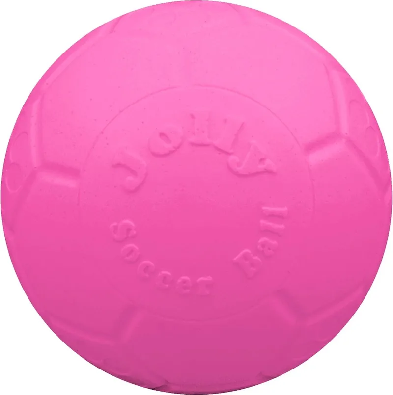 Jolly Soccer Ball – Ø15 cm – Stevig Hondenspeelgoed – Apporteerspeelgoed – Jollyflex stevig kunststof – Drijvend hondenspeeltje by Jolly Pets in Pink – product photo
