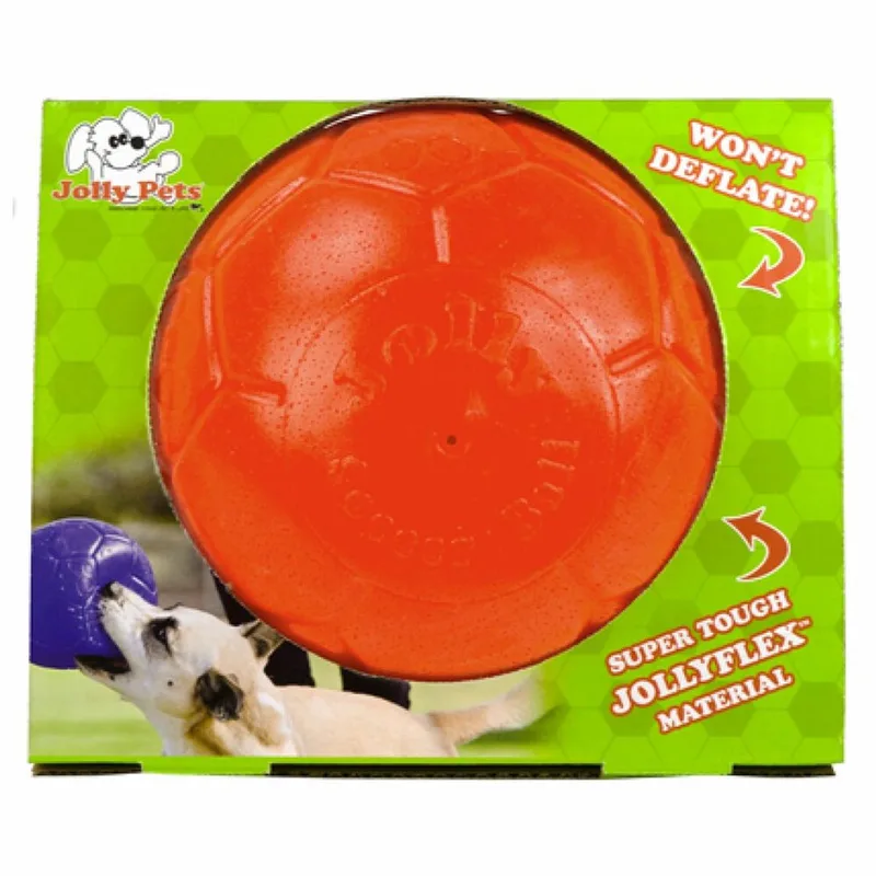 Jolly Soccer Ball - Ø20 cm – Stevig Hondenspeelgoed – Apporteerspeelgoed met vanillegeur – Jollyflex stevig kunststof – Drijvend honden speelgoed de Jolly Pets en Orange – photo produit