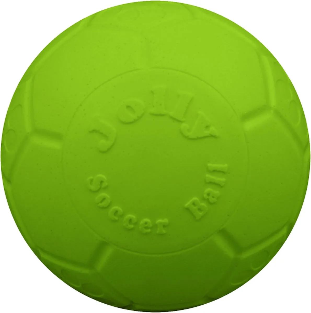 Jolly Soccer Ball – Ø7.5 cm – Stevig Hondenspeelgoed – Apporteerspeelgoed – Appelgeur - Jollyflex stevig kunststof – Drijvend hondenspeeltje van Jolly Pets in Groen – productfoto