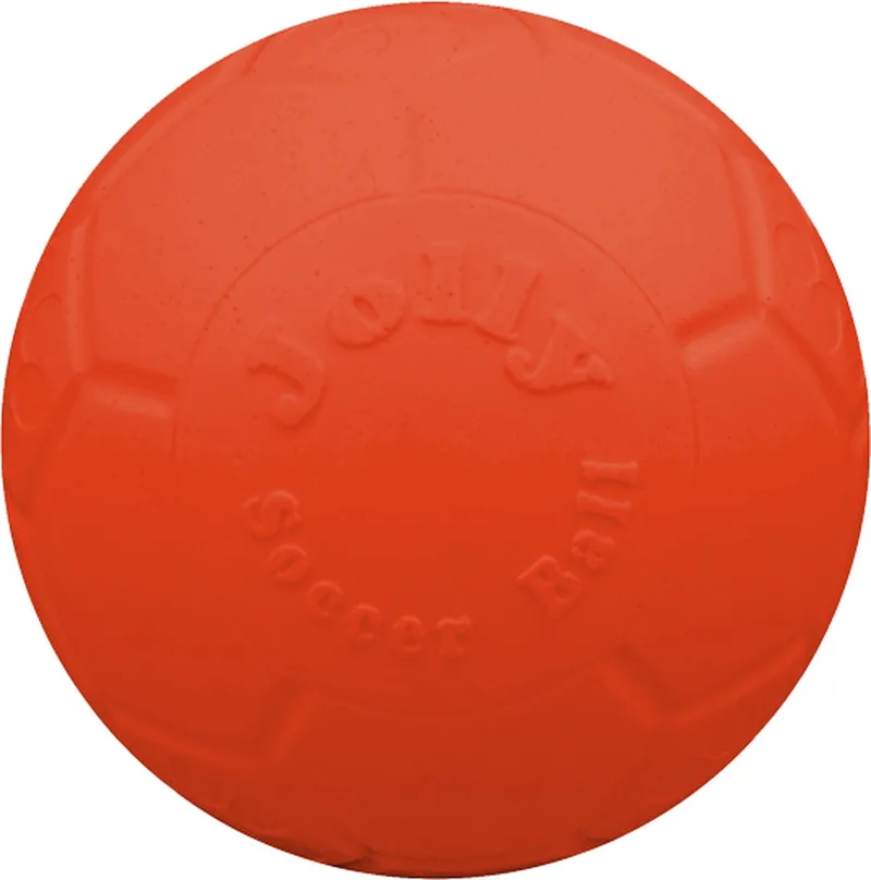 Jolly Soccer Ball - Ø7.5 cm – Stevig Hondenspeelgoed – Apporteerspeelgoed met vanillegeur – Jollyflex stevig kunststof – Drijvend honden speelgoed by Jolly Pets in Orange – product photo