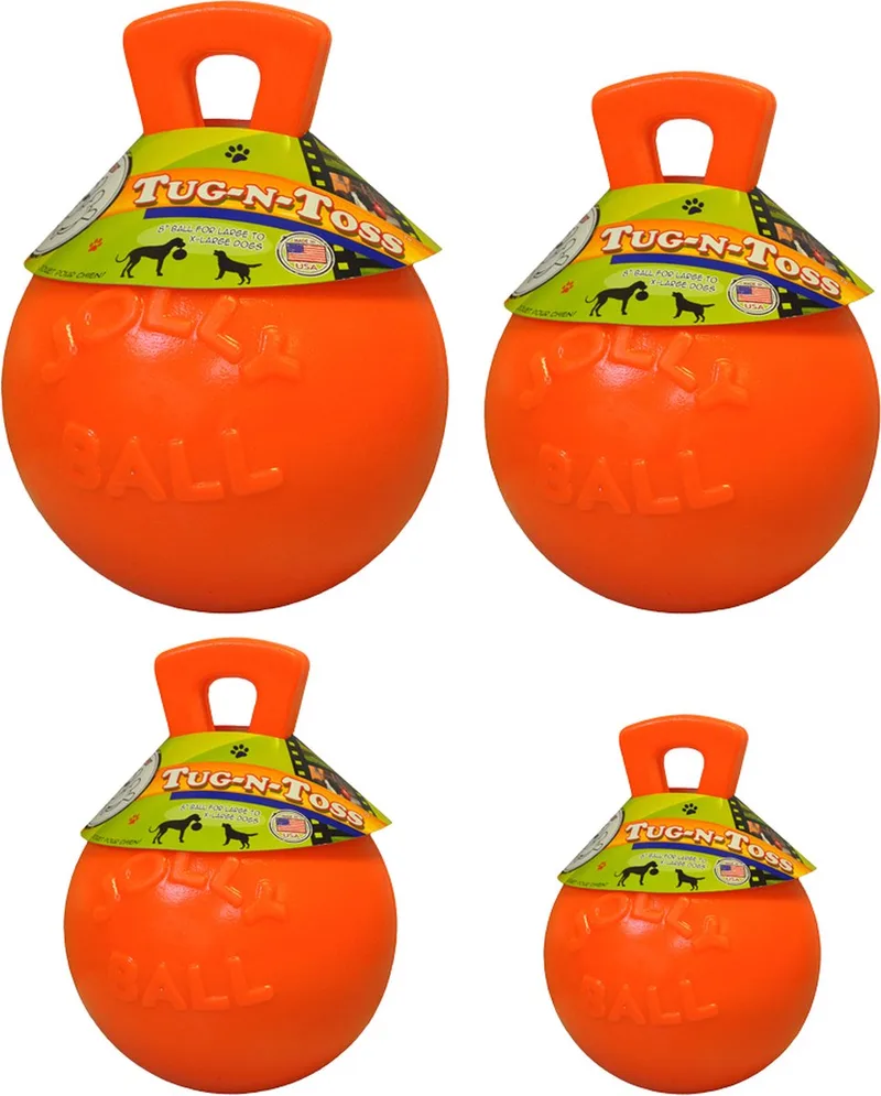 Jolly Tug-n-Toss – Ø 15 cm - Hondenspeelgoed - De duurzame speelbal met vanillegeur – Drijvend – Bijtbestendig von Jolly Pets in Orange – Produktfoto
