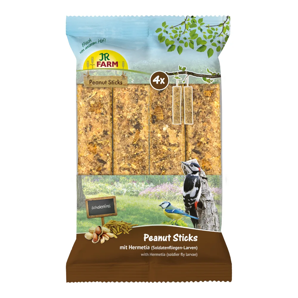 640g JR Farm 4x Pinda Sticks schelpvrij met Hermetia vogelvoer by JR Farm – product photo