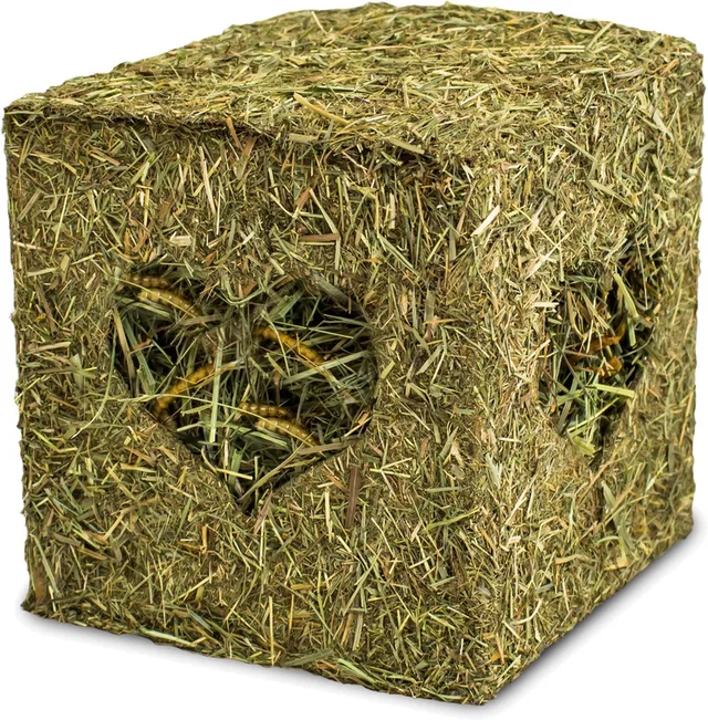 Hooiblok Met Meelwormen - Ruwvoer - 13x13x13 cm 125 g