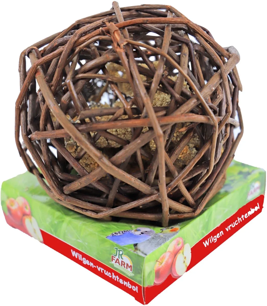 Wilgen Vruchtenbol - Vogelspeelgoed - 15x15x15 cm 135 g van JR Farm in Bruin – productfoto