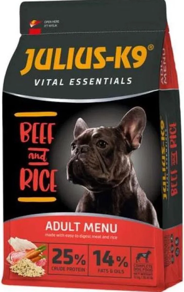 Beef & Rice - Hondenvoer voor volwassen honden - Licht verteerbare hondenbrokken met rund - Alle rassen - 3kg von Julius-K9 – Produktfoto