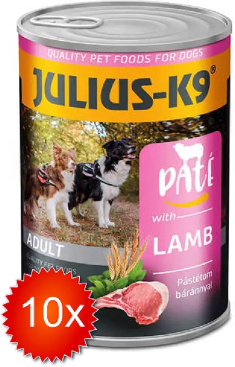 Hondenvoer - Natvoer Hond - Paté - Lam - 10 x 400g de Julius-K9 – photo produit
