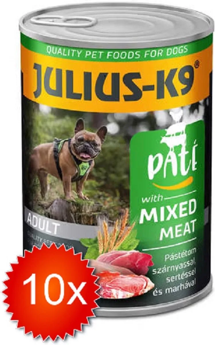 Hondenvoer - Natvoer Hond - Paté - Meatmix - 10 x 400g by Julius-K9 – product photo