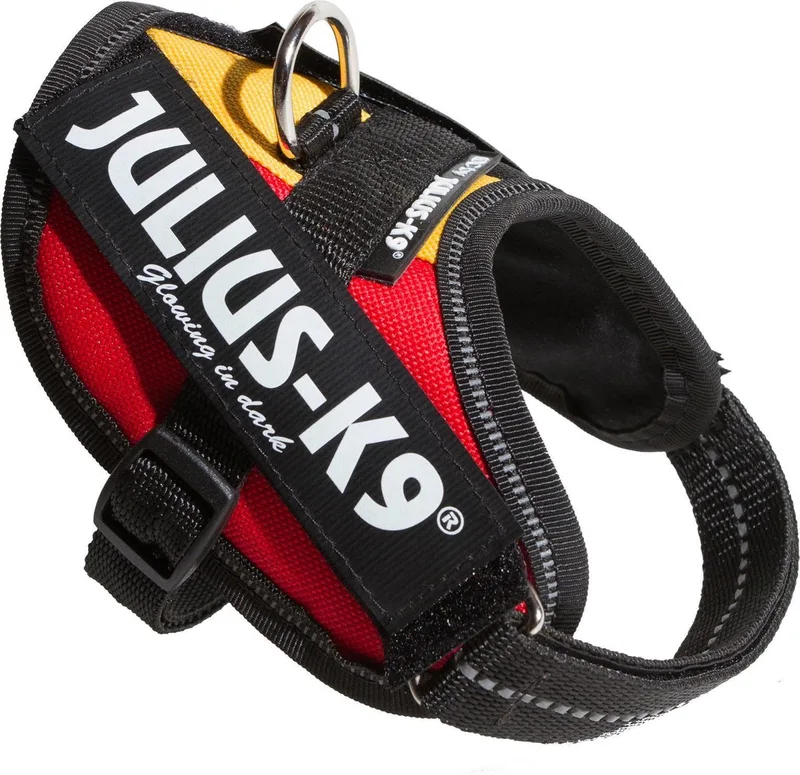 IDC Powertuig/Harnas - Baby 2/33-45cm - XXS - BELGISCHE VLAG KLEUR. von Julius-K9 in 3 kleur – Produktfoto