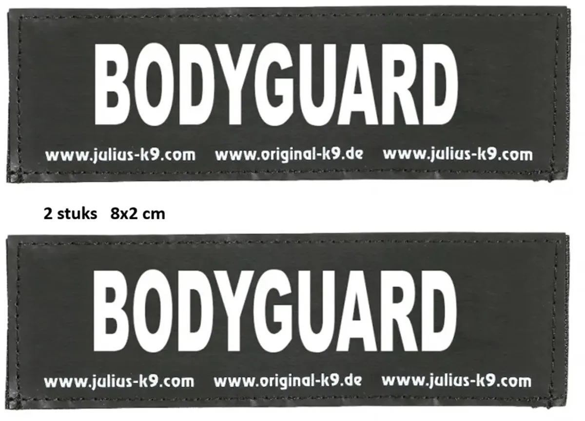 label - BODYGUARD-(20mm x 80mm) set van 2 stuks voor K9 tuigje baby de Julius-K9 en Noir – photo produit