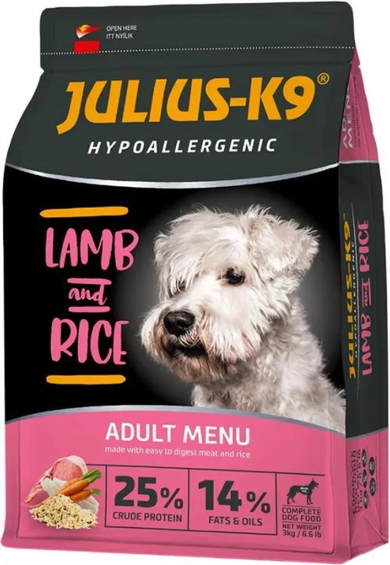 Lamb & Rice – Hypoallergene hondenbrokken met lam & rijst – Licht verteerbare voeding voor middelgrote tot grote honden – 3kg by Julius-K9 – product photo