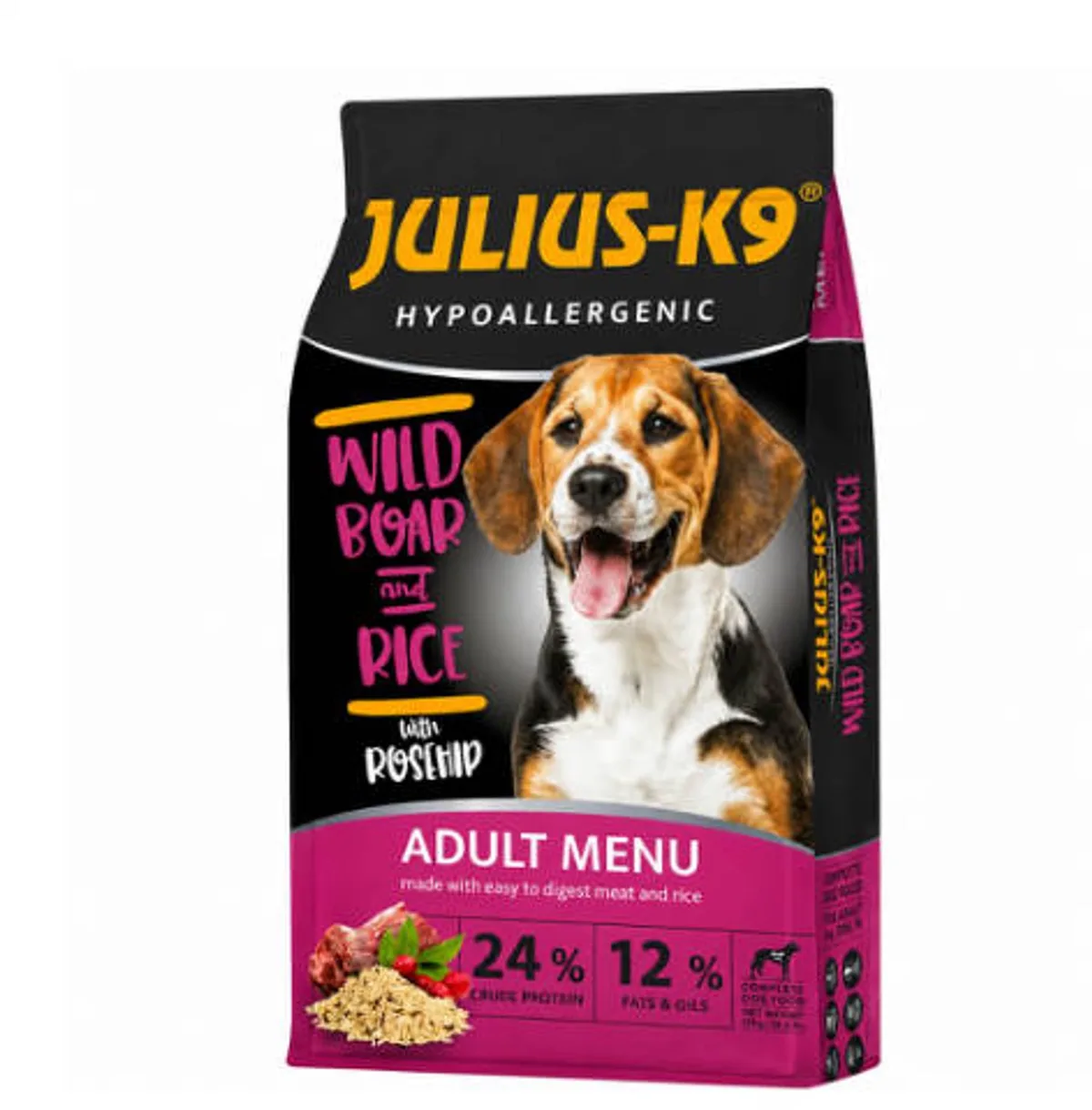 Wild Boar & Rice - Hondenvoer voor volwassen honden - Hypoallergene hondenbrokken met everzwijn - Kip vrij - Alle rassen - 3kg van Julius-K9 – productfoto