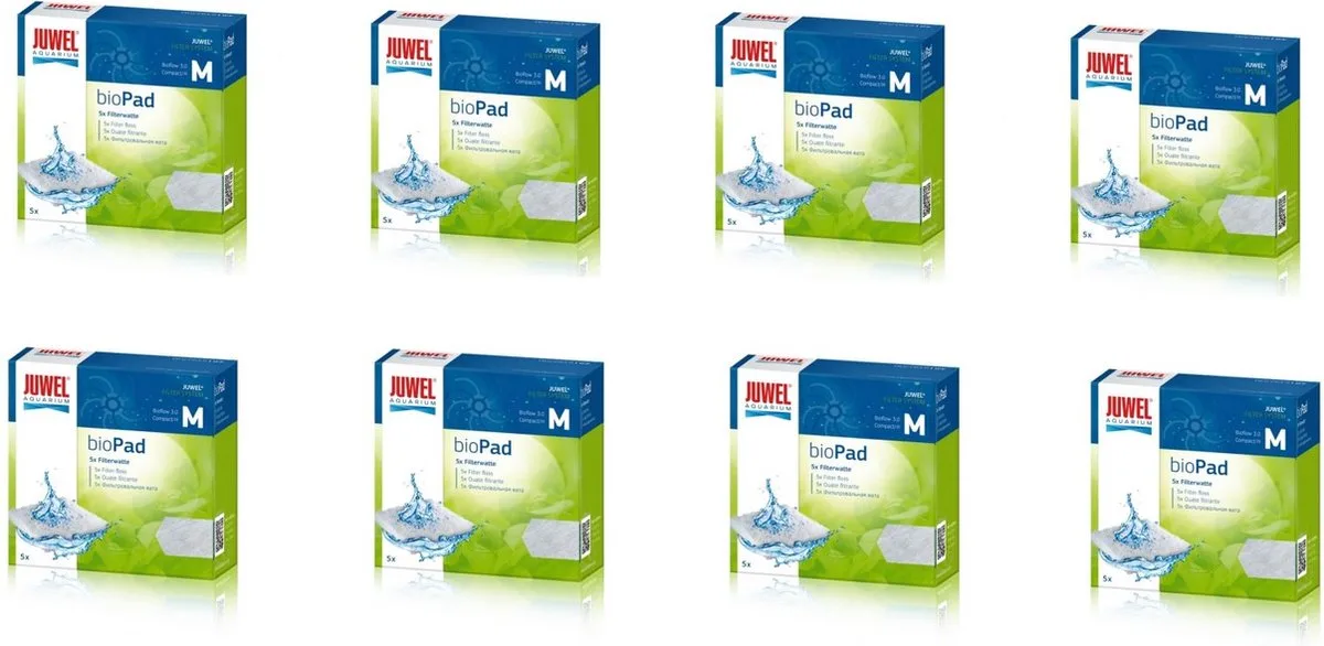 Biopad M (compact) - Watten - Filtermateriaal - Wit - 8 stuks - Voordeelverpakking de Juwel – photo produit