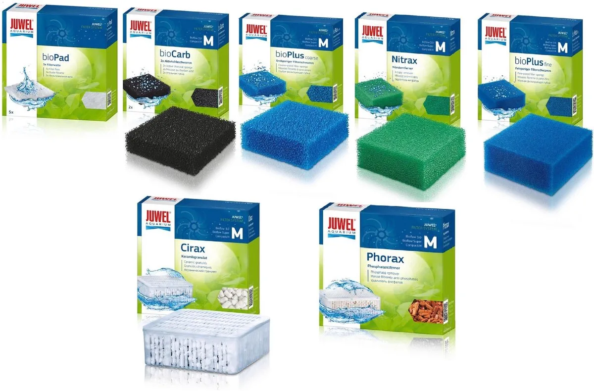 Filter spons set - compact (M) - 5 soorten + Cirax + Phorax van Juwel – productfoto