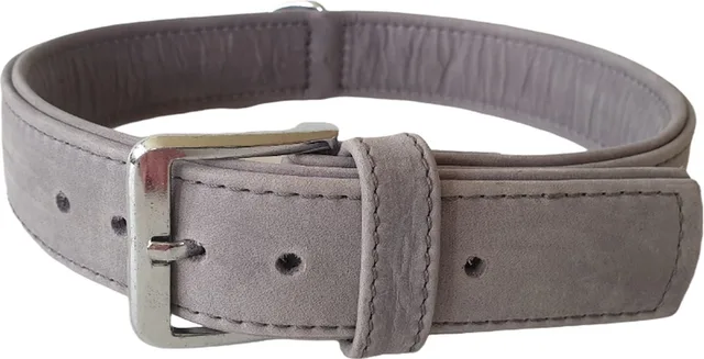 Buffalo Denim Halsband / Hondenhalsband - Kalfsleder - Gevoerd - Breedte: 4 cm - Nekomtrek: 57 - 66 cm (GELIEVE ALVORENS BESTELLEN OPMETEN)