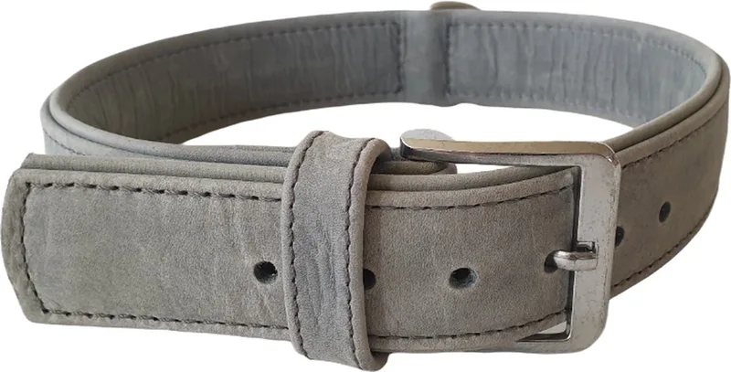 Buffalo Denim Halsband / Hondenhalsband - Kalfsleder - Gevoerd - Breedte: 4 cm - Nekomtrek: 57 - 66 cm (GELIEVE ALVORENS BESTELLEN OPMETEN) by Karlie in Smoke Blue – product photo