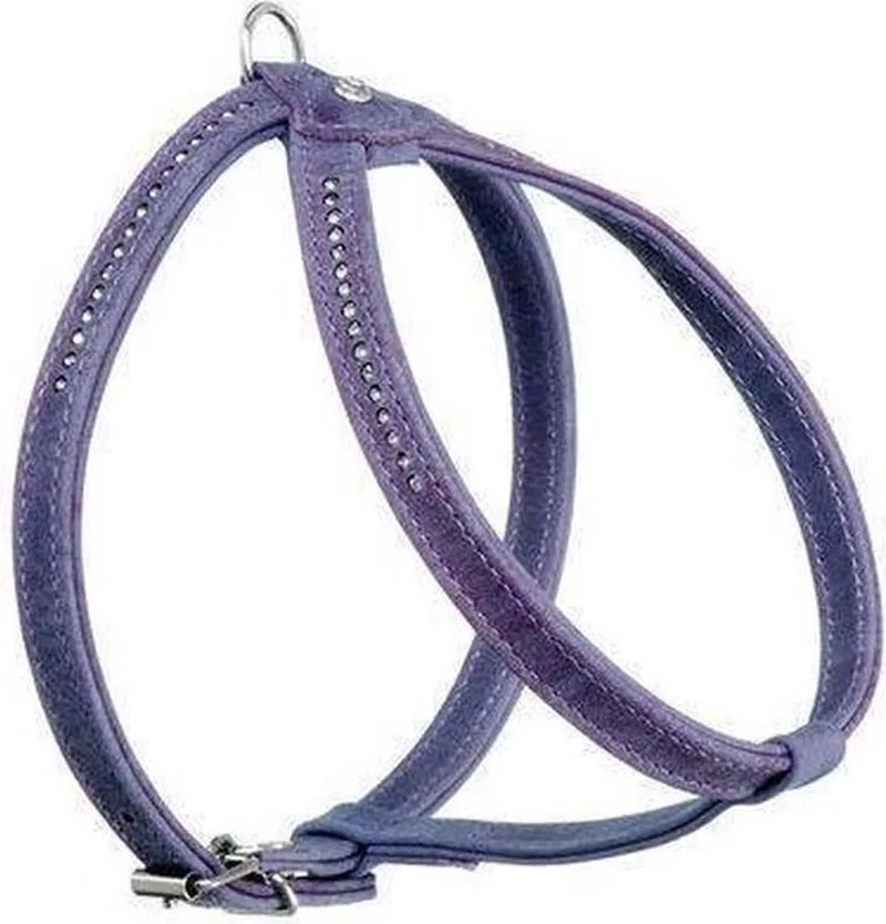 Buffalo Denim Harnas / Hondentuigje - Echt Leder - Strass steentjes - S-M - Breedte: 16 mm - Borstomtrek: 45 - 52 cm (GELIEVE VOORAF BESTELLEN OPMETEN) von Karlie in Lavendel – Produktfoto