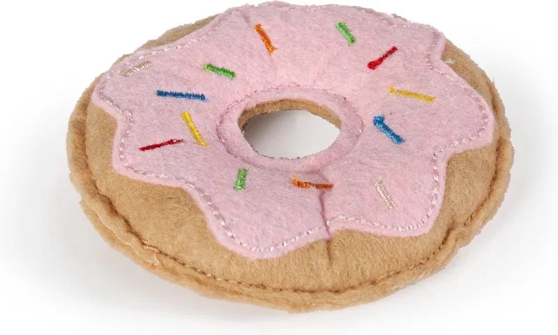 Cat toy textile pink, donut 7,5 cm by Karlie in Pink – product photo
