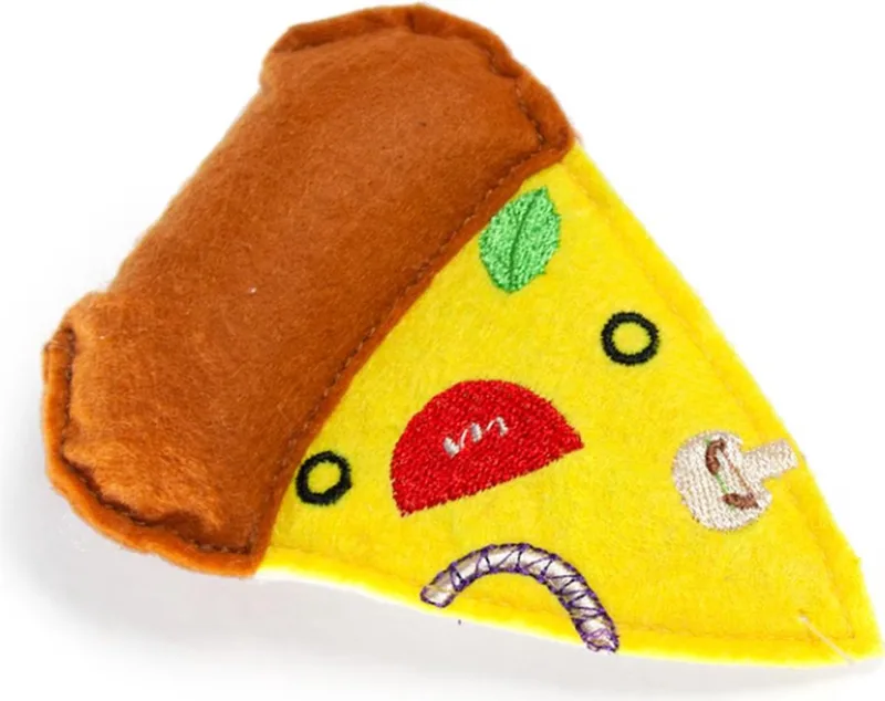 Kattenspeelgoed pizza textiel 10,5 cm by Karlie in Yellow – product photo
