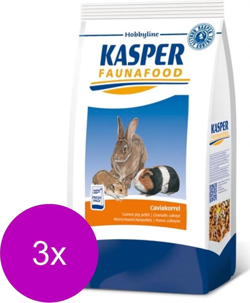 Caviakorrel - Caviavoer - 3 x 4 kg de Kasper Faunafood – photo produit