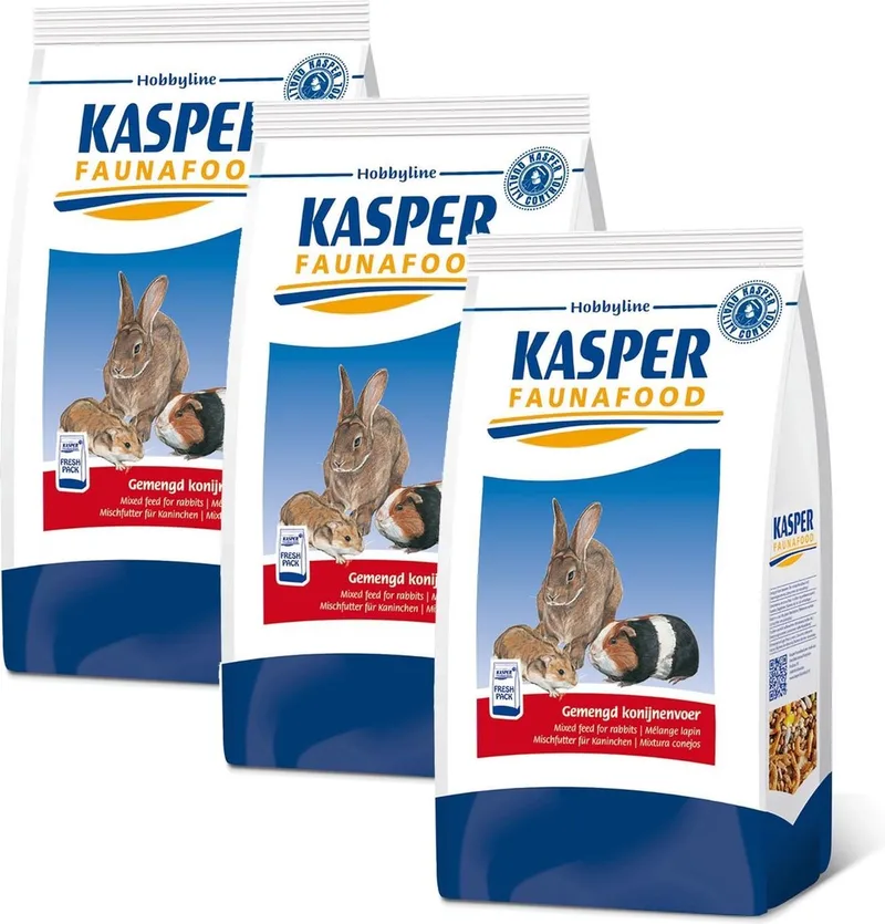 Konijnenvoer Met Rode Wortel - Konijnenvoer - 3 x 3.5 kg Gemengd de Kasper Faunafood – photo produit