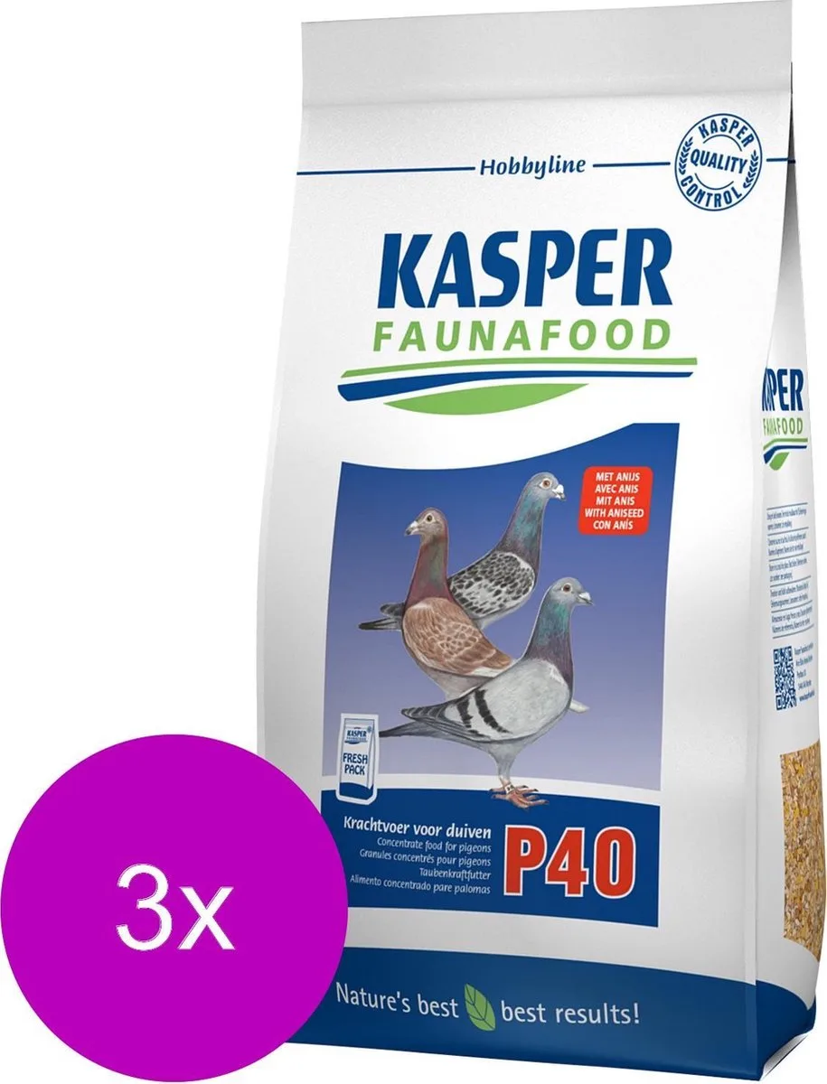 P40 Krachtvoer Voor Duiven - Duivenvoer - 3 x 4 kg van Kasper Faunafood – productfoto