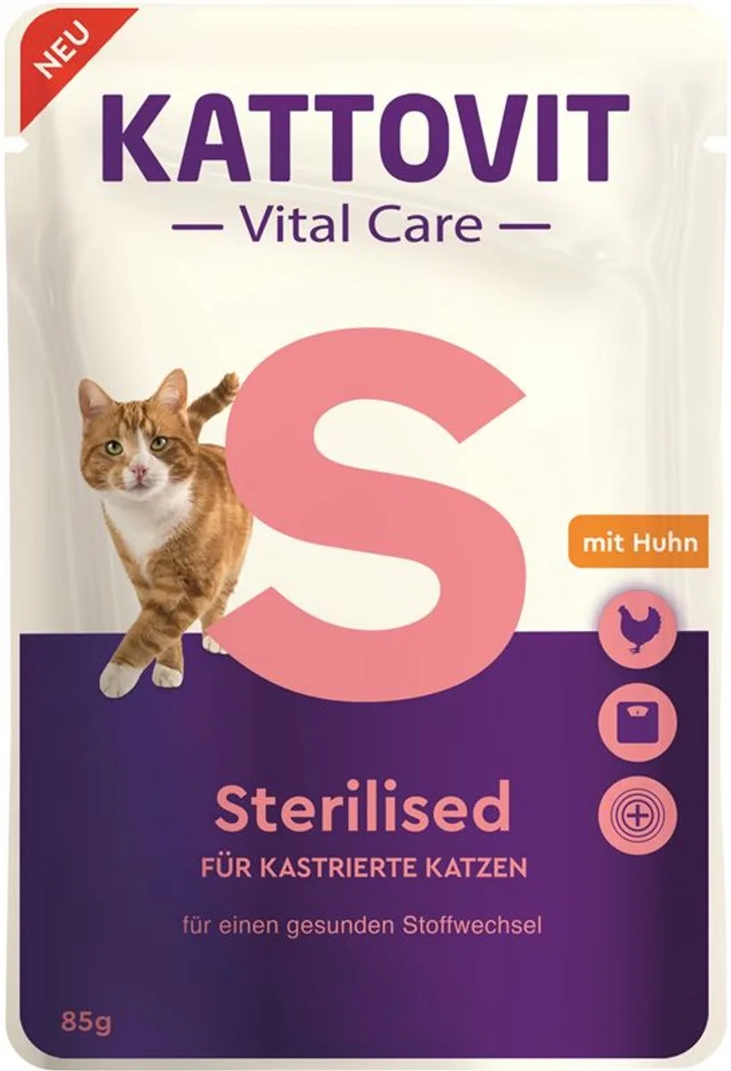 Feline Dieet Vital Care Gesteriliseerd 24x85g - Gesteriliseerd de Kattovit – photo produit