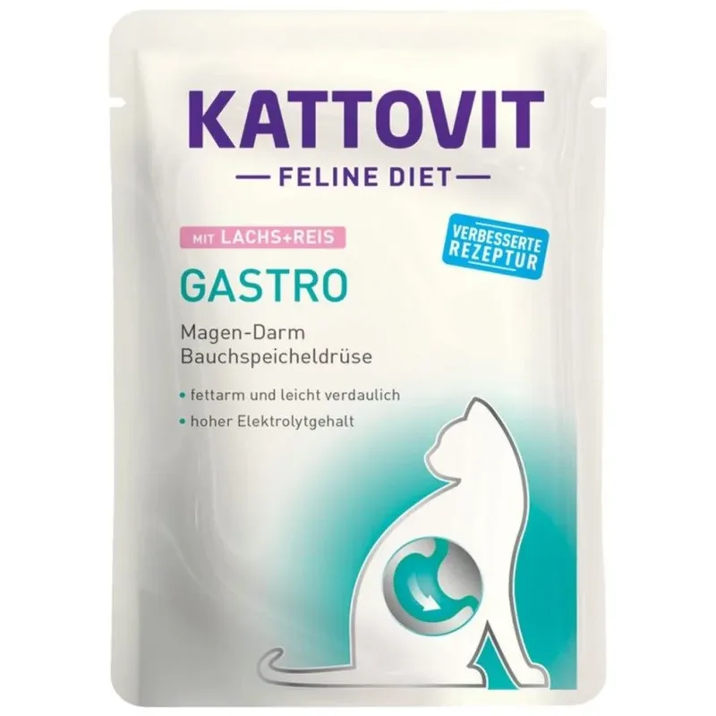 Feline Diet Gastro Zalm Met Rijst Natvoer Voor Katten 85g by Kattovit – product photo