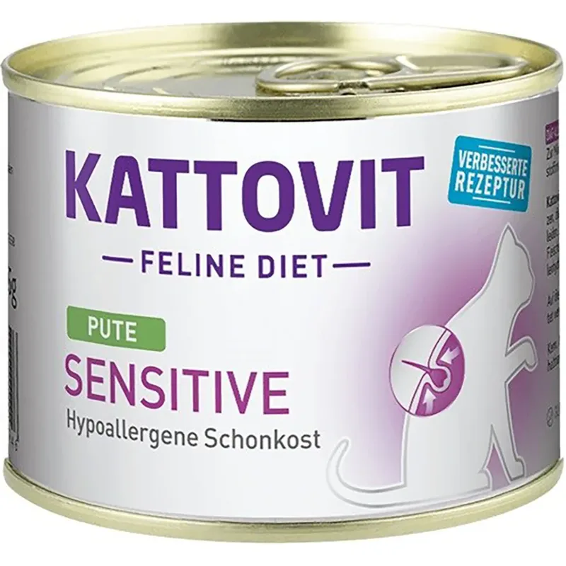 Nourriture Humide Pour Chats Sensibles à La Dinde 185g de Kattovit – photo produit