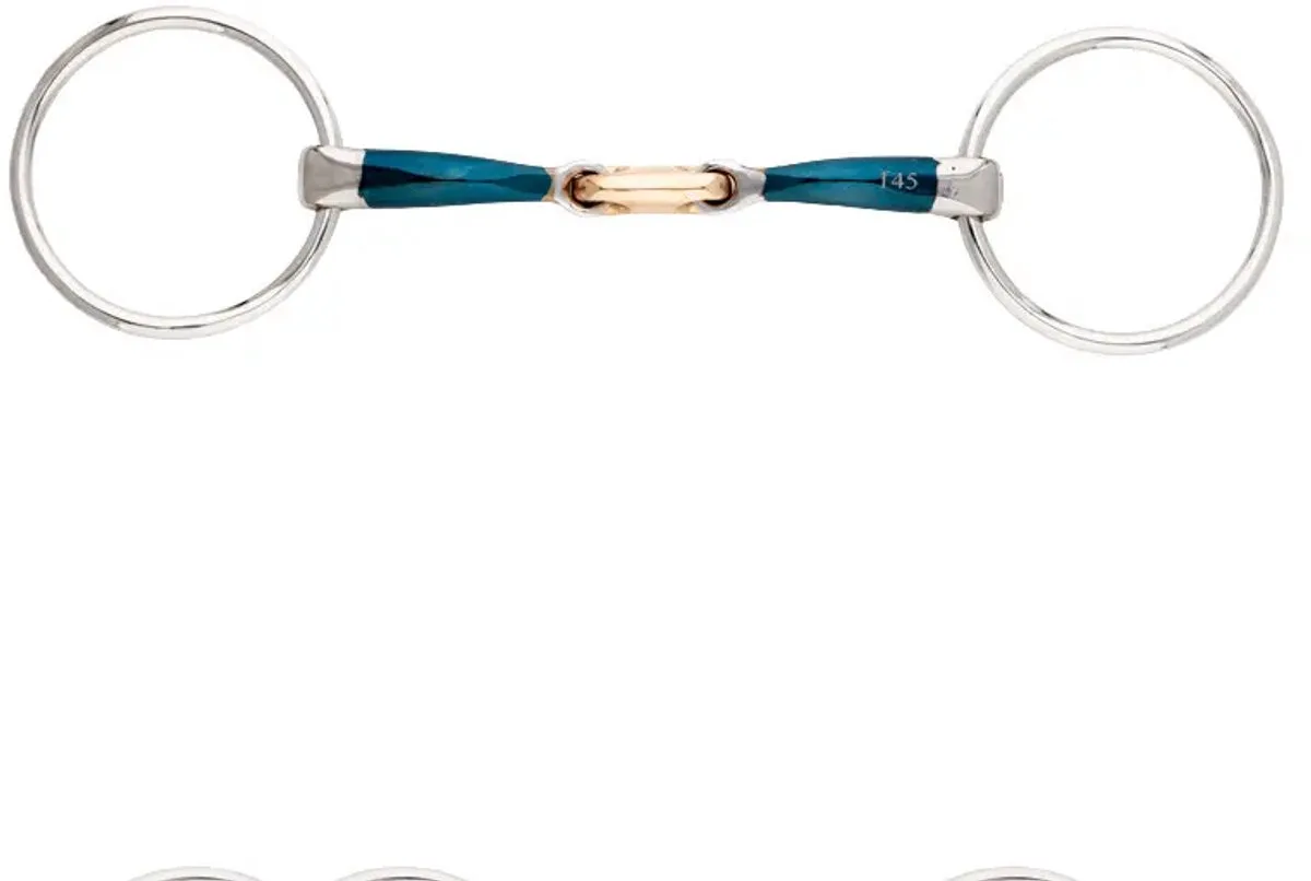 2-rings bit voor paarden met dubbele pauze Kavalkade Bradoon Ergonomic van Kavalkade in Blauw – productfoto