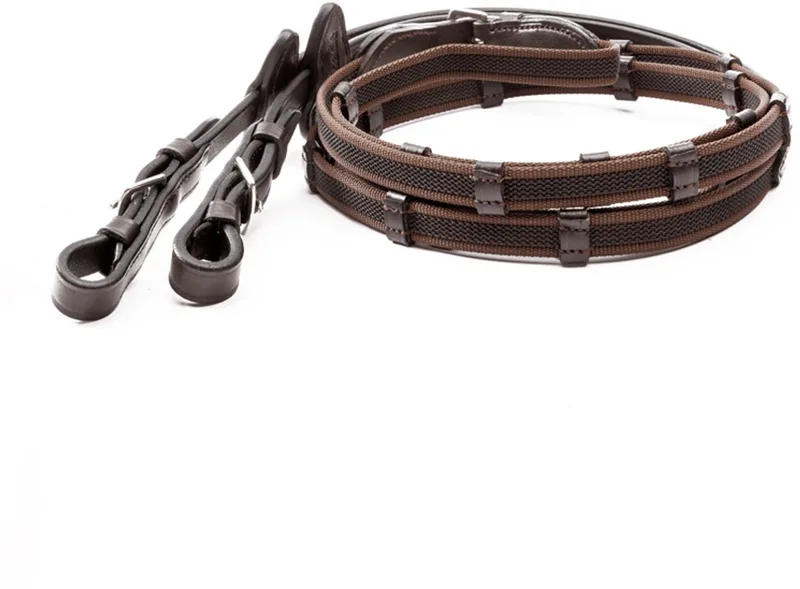 Dubbele rubberen teugels voor paarden Kavalkade 10RDGS by Kavalkade in Brown – product photo