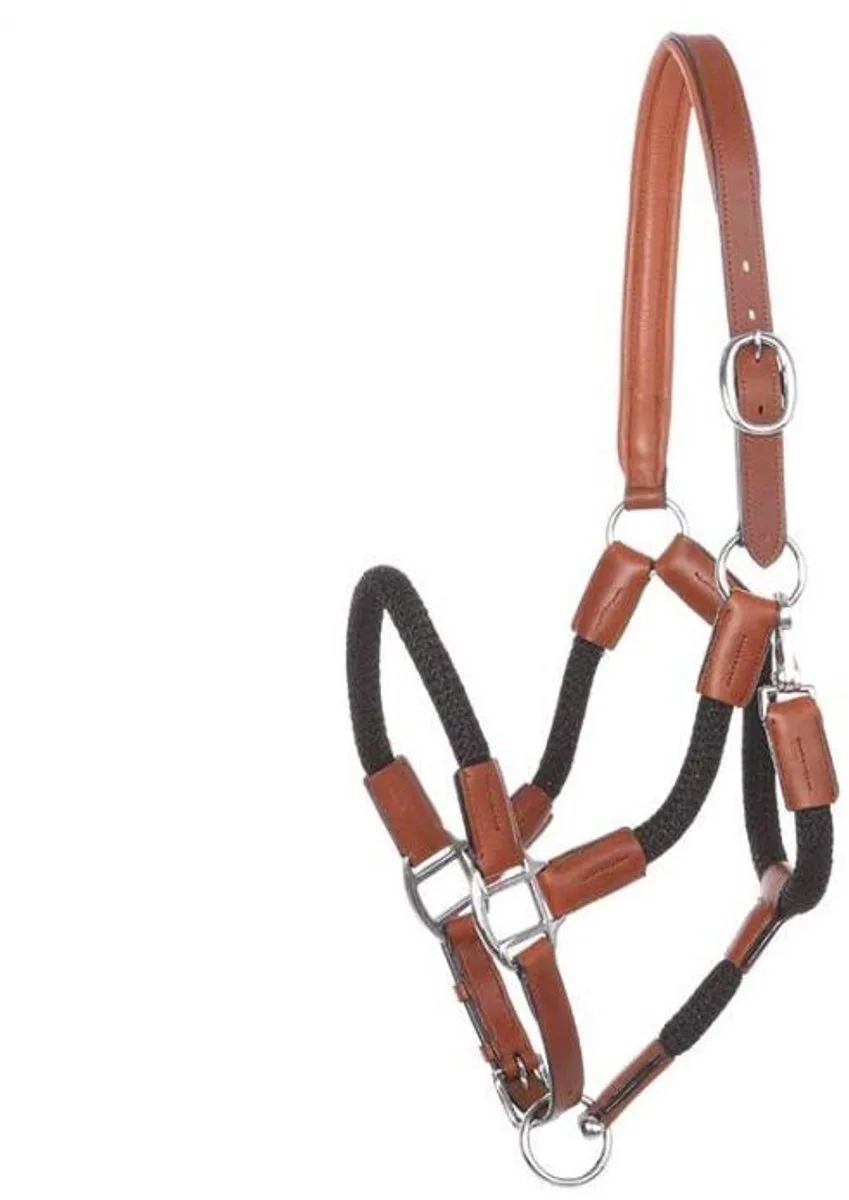 Touwhalster voor paarden Kavalkade Cavo van Kavalkade in Cognac, Zwart – productfoto