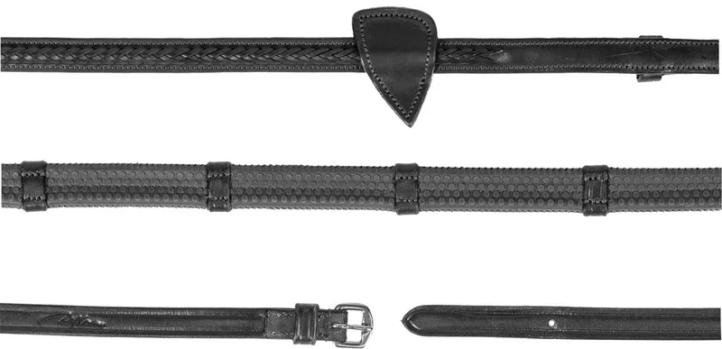 1/2 Rubberen Teugels met 7 leren passanten en gewoven afwerking by Kentucky Horsewear in Black – product photo
