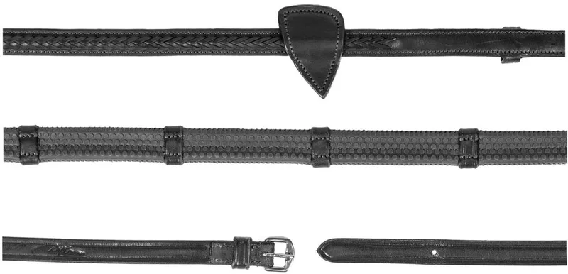 1/2 Rubberen Teugels met 7 leren passanten en gewoven afwerking fra Kentucky Horsewear i Sort – produktbillede