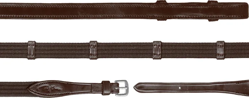 5/8 Webband Teugels met 9 leren passanten (zonder stopper) Cob by Kentucky Horsewear in Brown – product photo